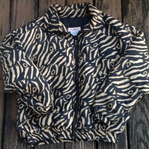 Stunt Sports Tiger Stripe Animal Satin Bomber Puffy Jacket Sz M Vintage 80s 90s